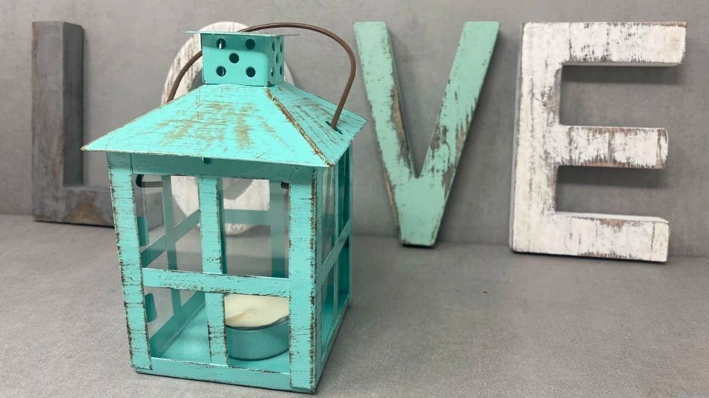 Rustic Teal Blue Tealight Lantern