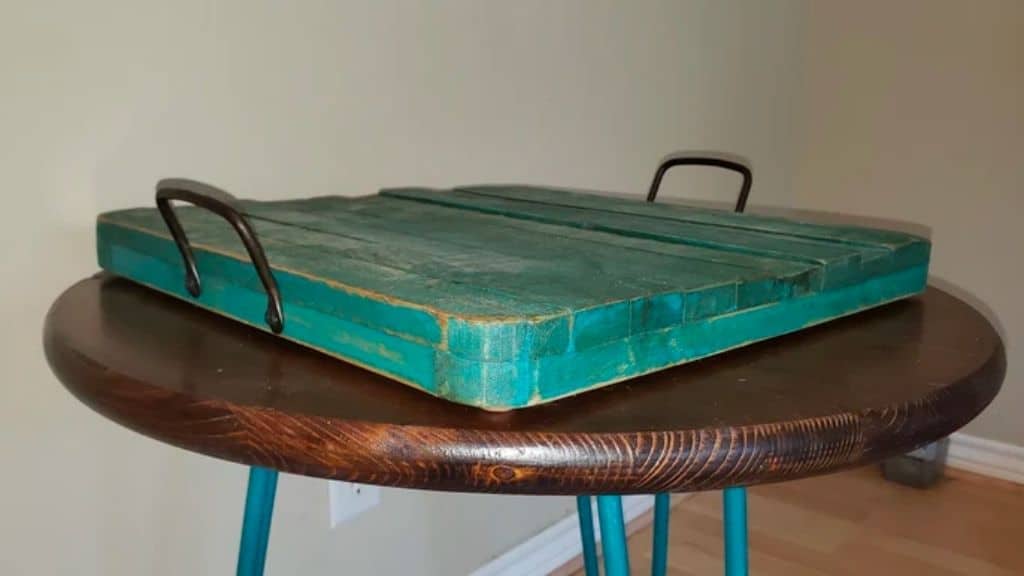 Teal Blue Handmade Wood Table Riser
