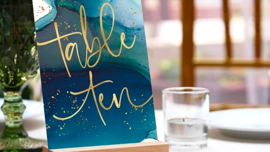 Teal Gold Editable Table Numbers