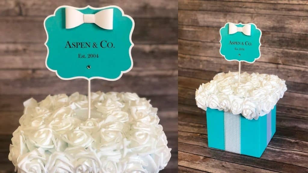 Gift Box Centerpiece with Pearl Ribbon
