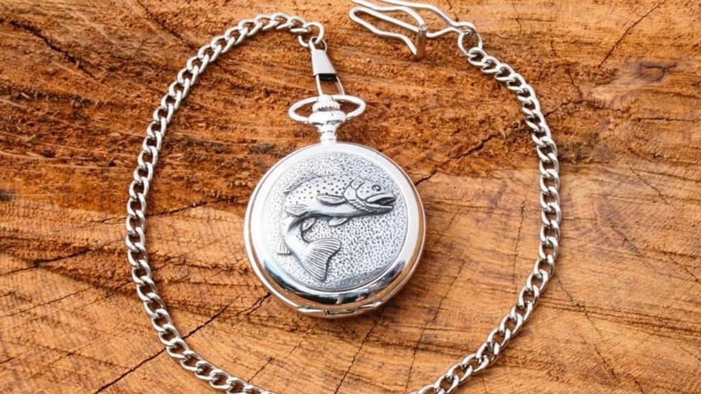 Trout Fish Pewter Pocket Watch