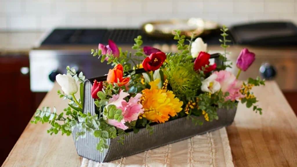 Mixed Tulip, Protea & Eucalyptus Centerpiece