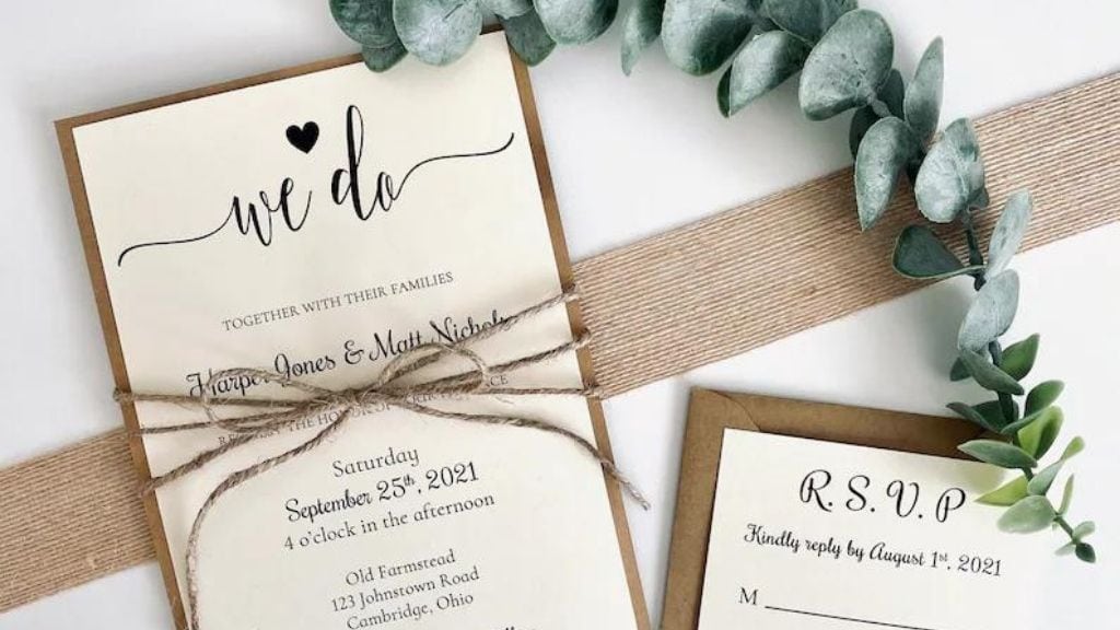 Rustic Printed Wedding Invitation Set