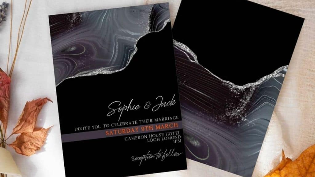 Black Halloween Wedding Invitation Suite