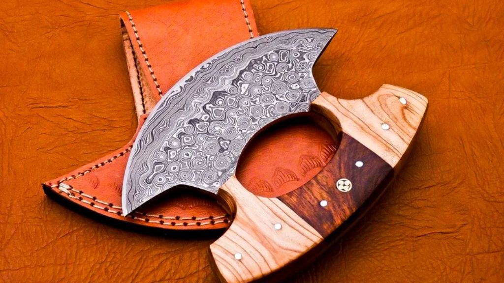 Personalized Damascus Ulu Chef Knife