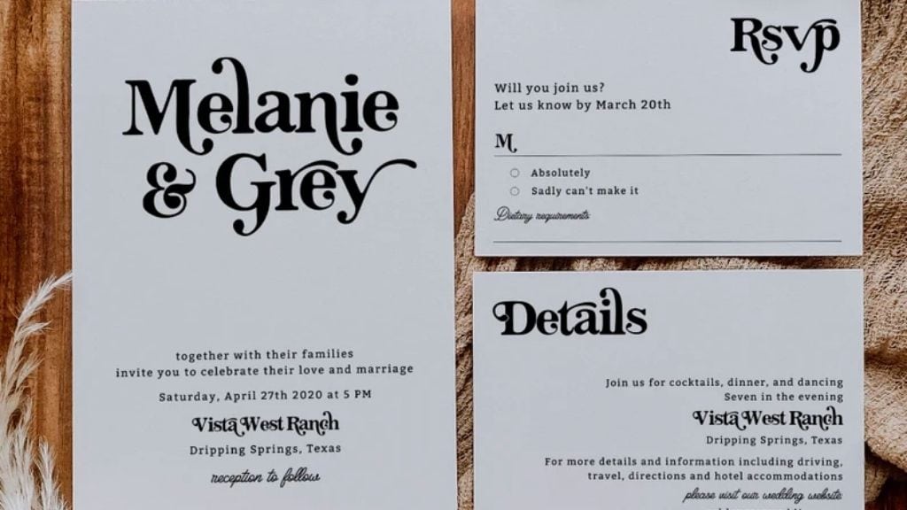 Boho Retro Wedding Invitation Set