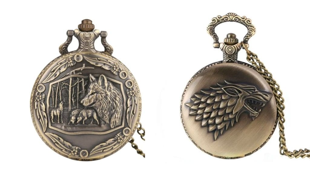 Vintage Bronze Wild Wolf Pocket Watch