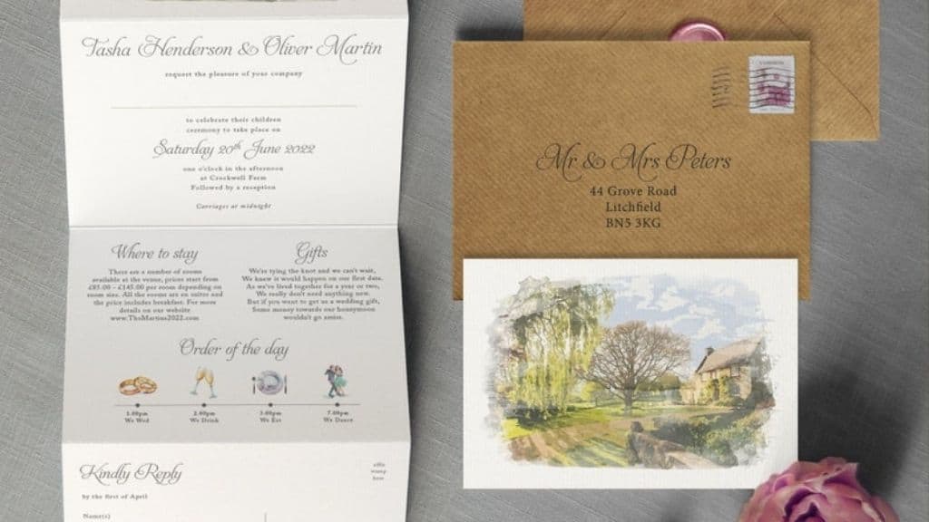Venue Painting Concertina Wedding Invitations