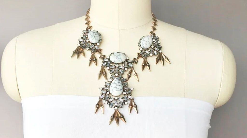 Oversized White Marble Statement Necklace