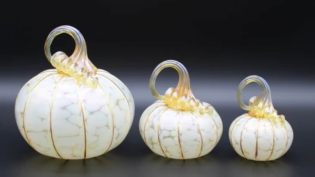 Ivory Blown Glass Pumpkin Decor