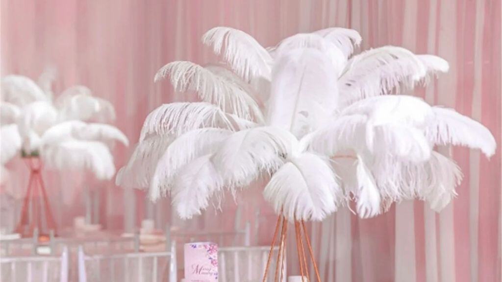 White Feathers in Rose Gold Holder