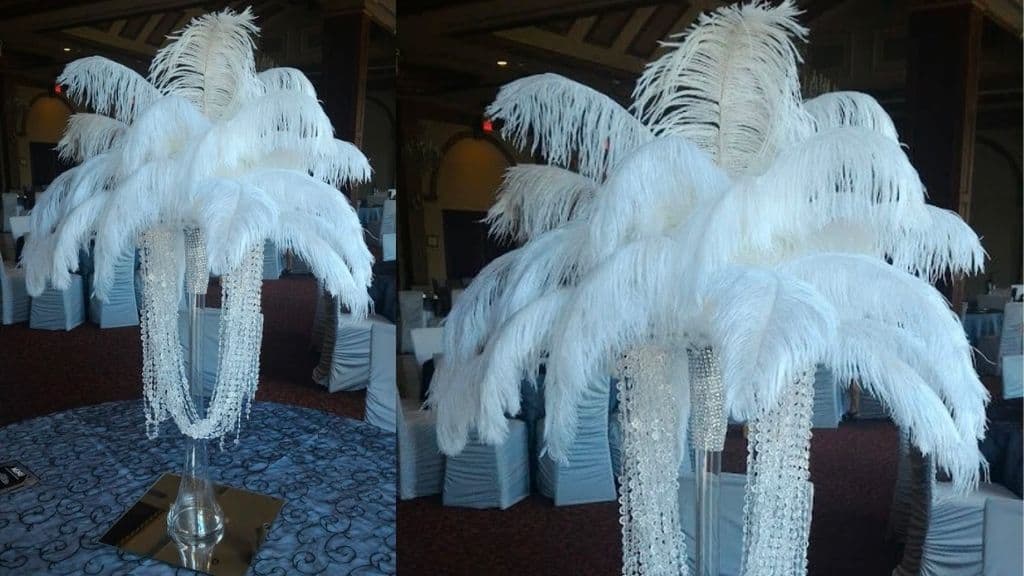 White Feathers with 50-Foot Acrylic Beads