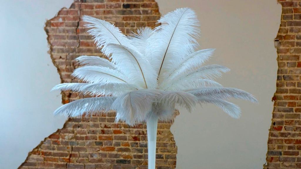 Ostrich Feather Centerpiece with Eiffel Vase