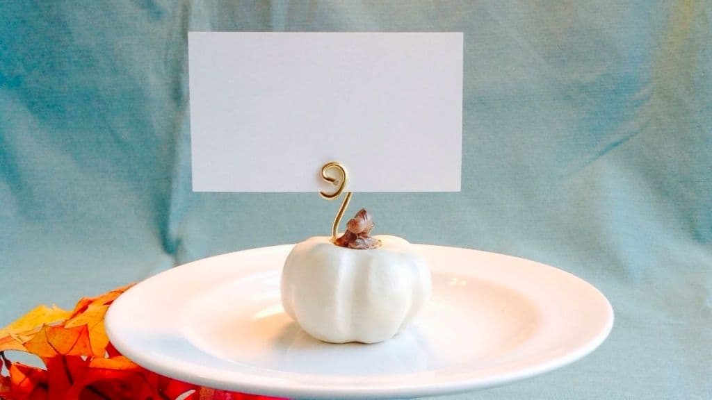 Handmade White Pumpkin Place Card Holders