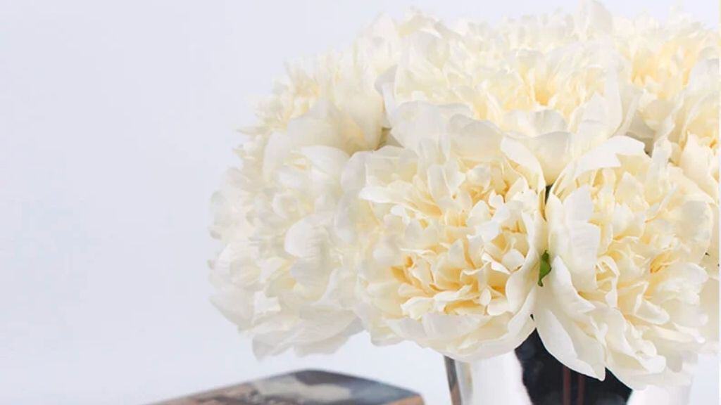 White Ten-Inch Silk Peony Centerpiece