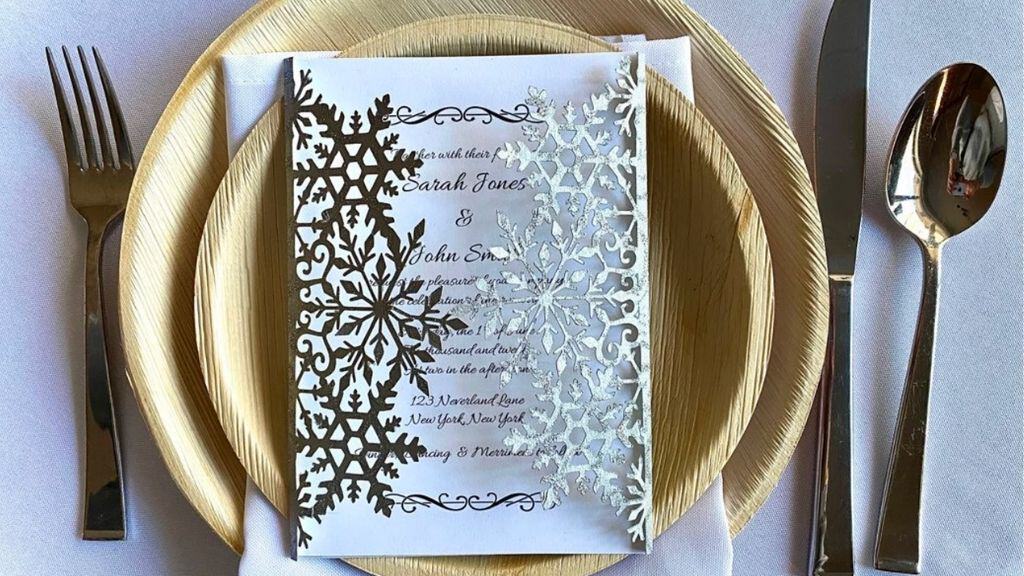 Snowflake Laser Cut Wedding Invitation SVG