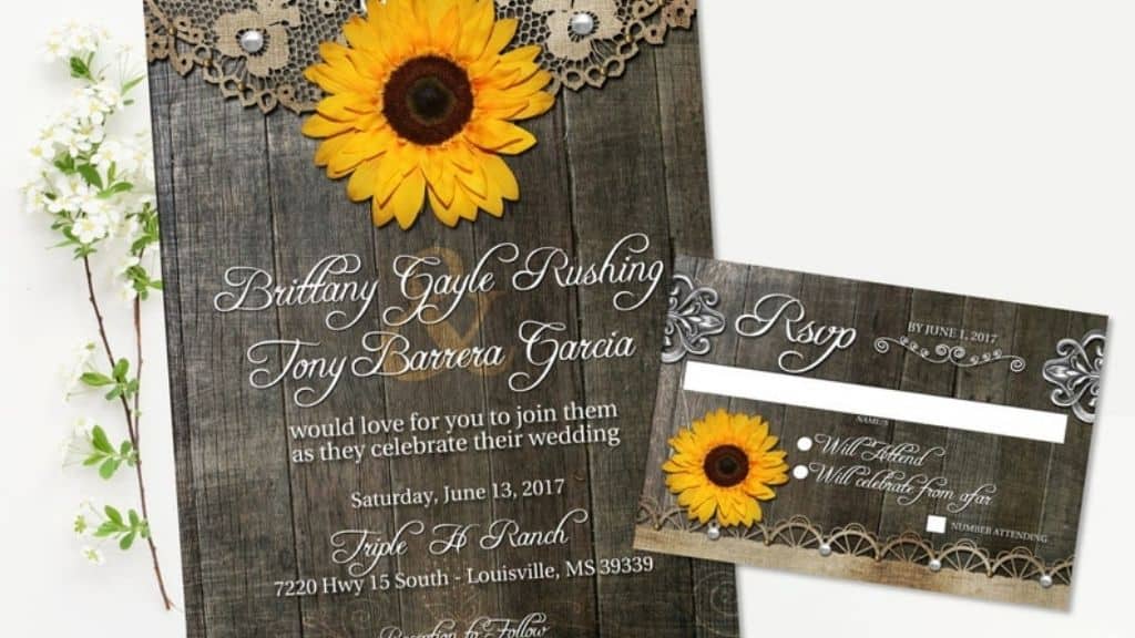 Rustic Sunflower Wedding Invitation Set