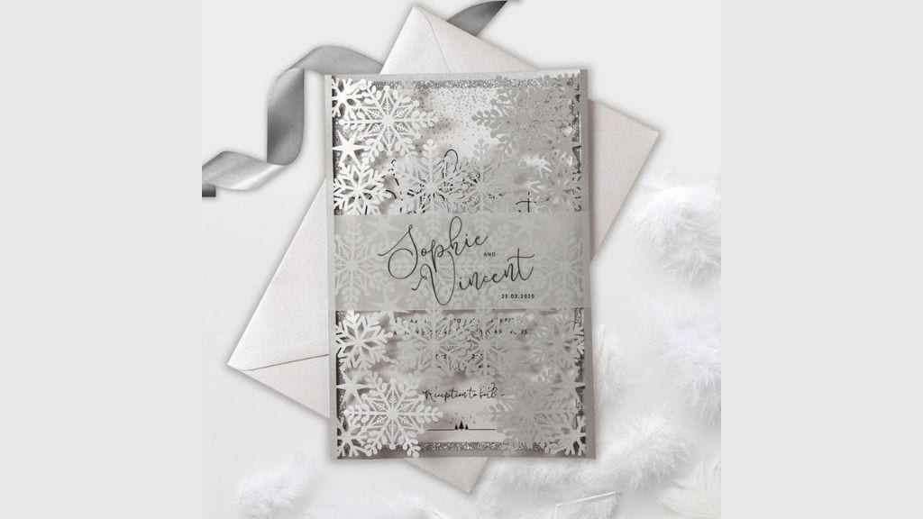 Personalised Silver Metallic Snowflake Invitation