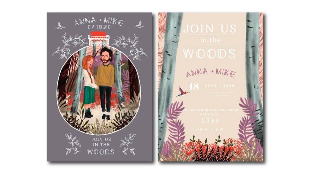 Custom Illustrated Wedding Invitation