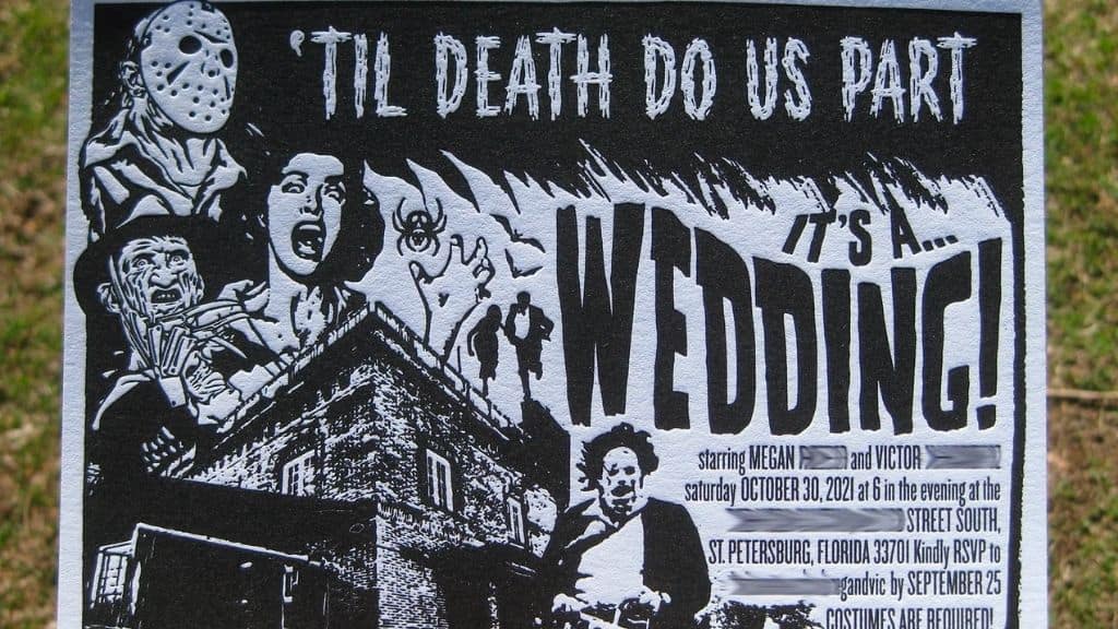 Horror Movie Letterpress Wedding Invitation