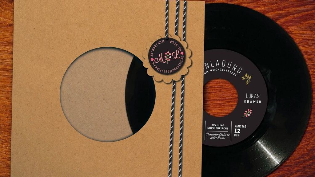 Real Vinyl Music Wedding Invitations