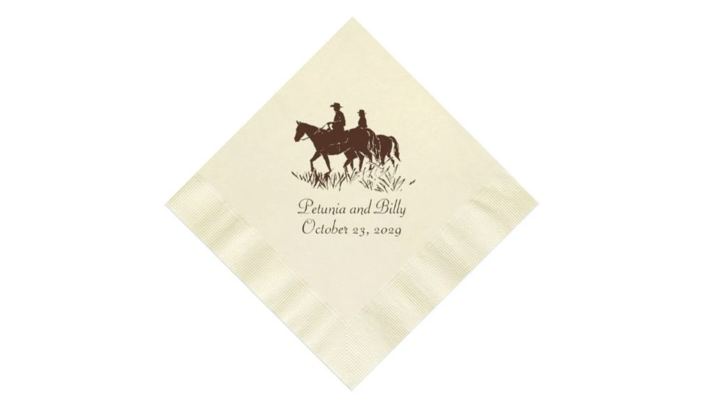 Cowboy Couple Personalized Wedding Napkins