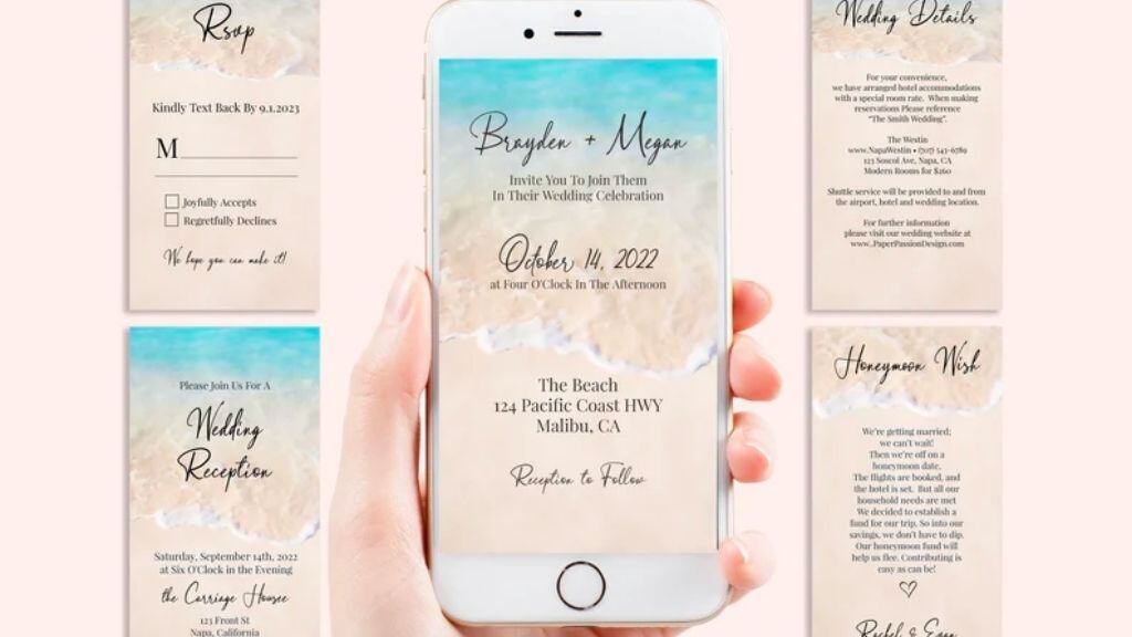 Editable Beach Wedding Electronic Invitation