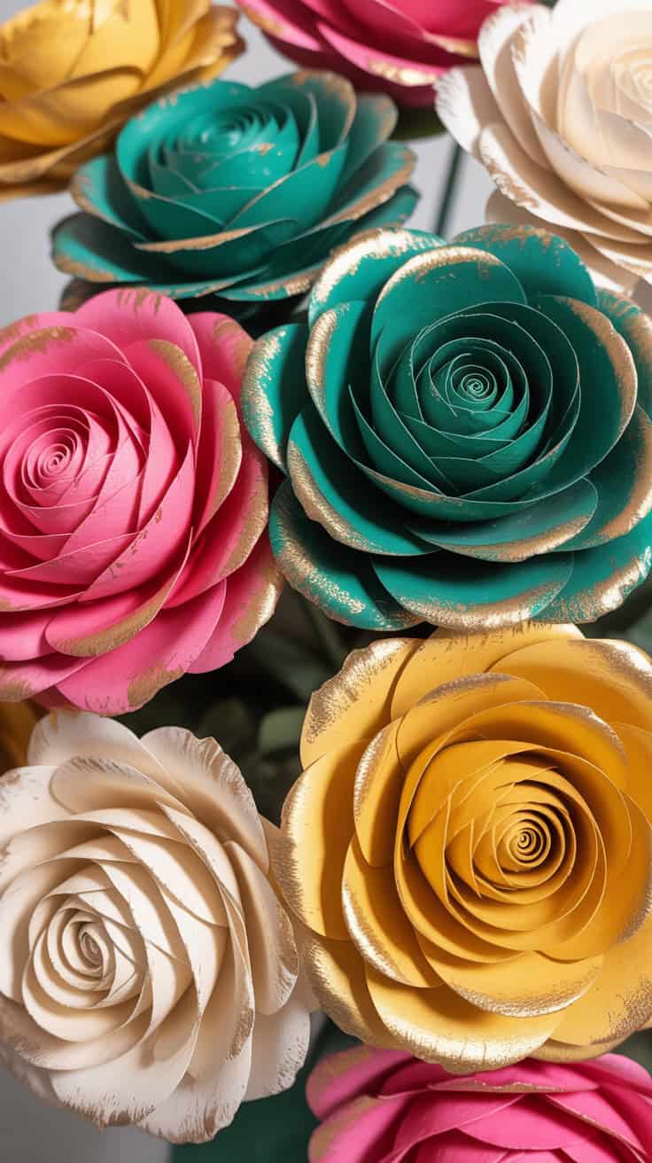 a close up photograph of colorful paper
