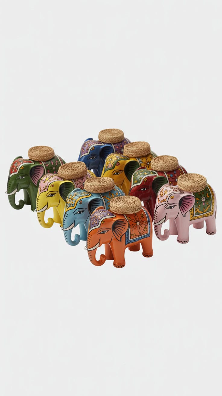a collection of decorative elephant