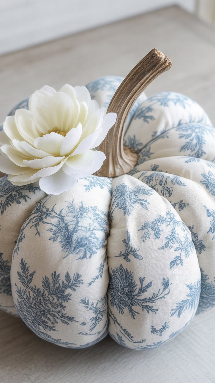a decorative fabric pumpkin crafted