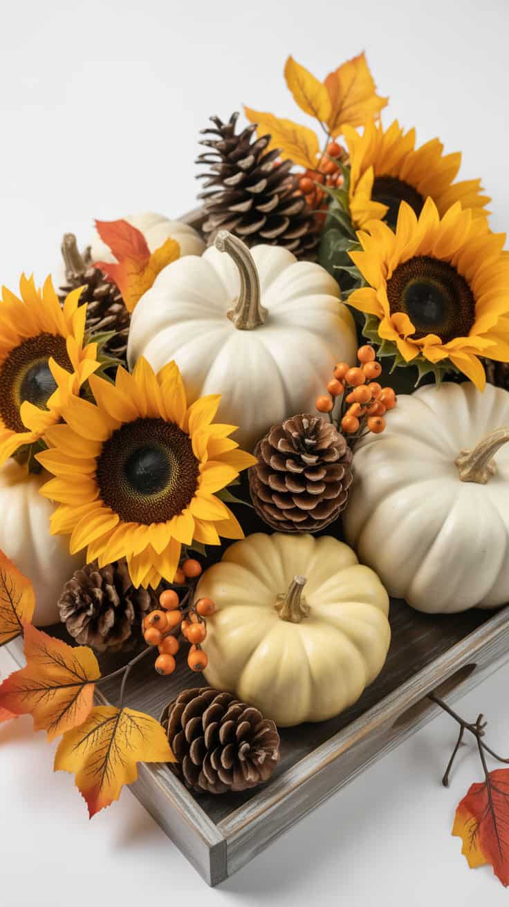 a fall themed centerpiece arrangement on UikqOxWNRVuZhj 14QztJQ 3 TJzPeNR CFJByZaEtBgw
