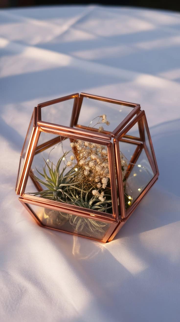 a photograph of a rose gold geometric