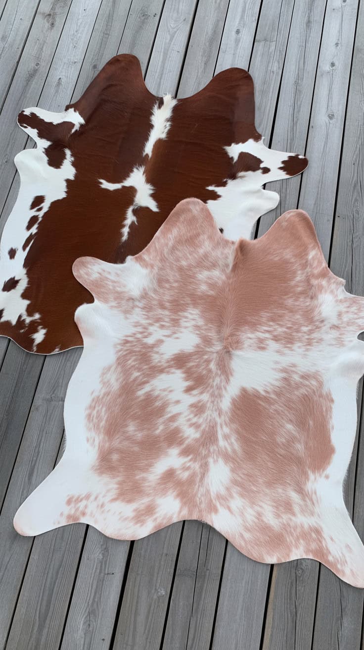 a product photo of two cowhide style are 3zlqHaMaSgKltiiYbJo6vA rV2FpK KRRmhXlWDgvk0NA