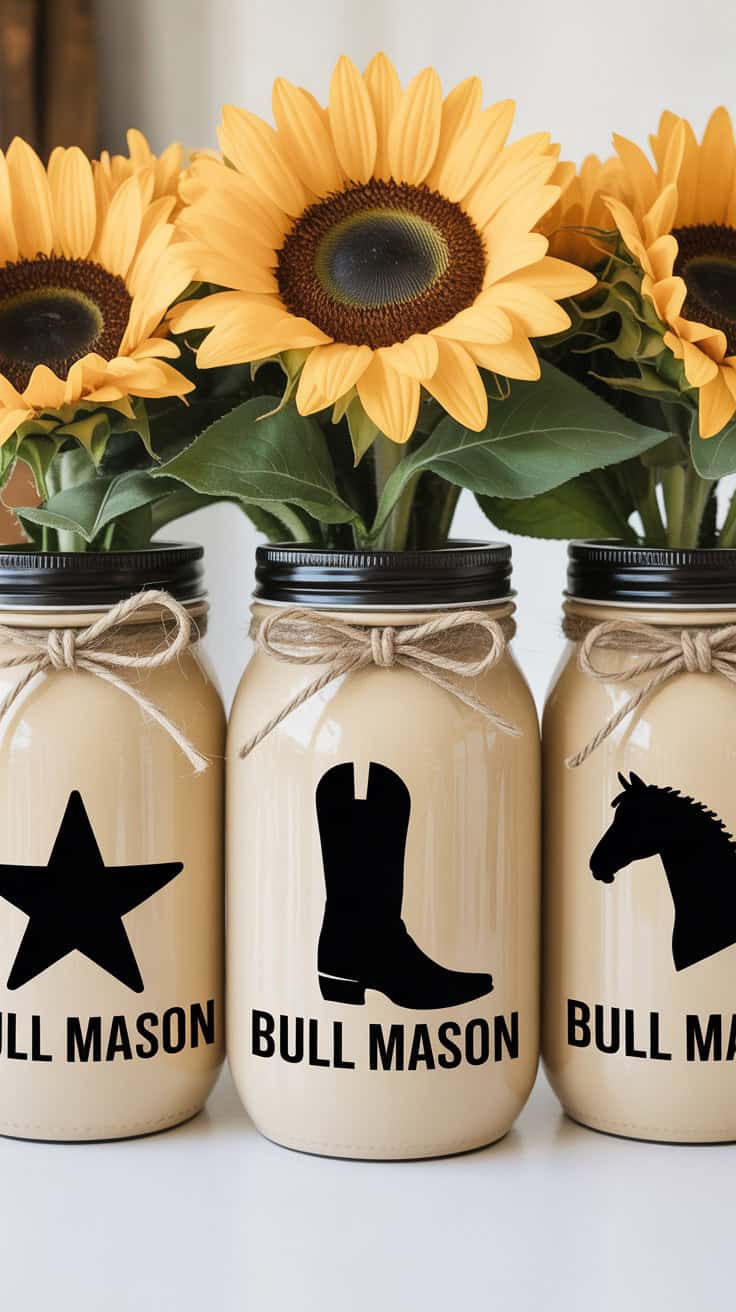 a rustic country themed mason jar