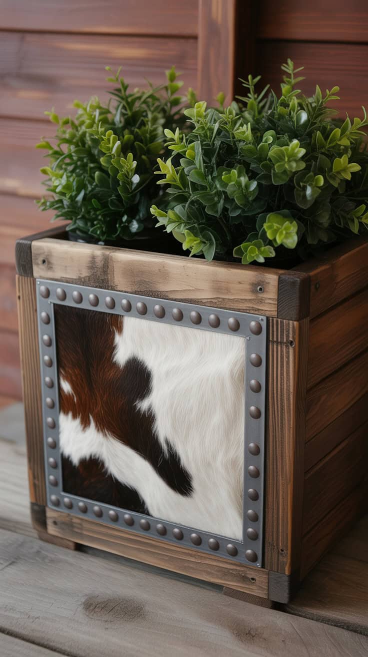 a rustic wooden window box planter with Hc0MUvncRZ6PMVf