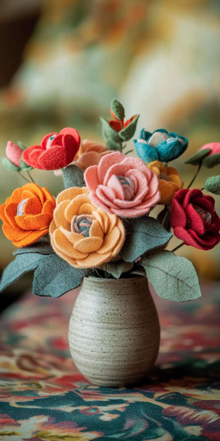 jakecain7 A cozy photorealistic image of a wool felt peony we 1952ad2f 5c02 4669 808c 346a28e3a010 1