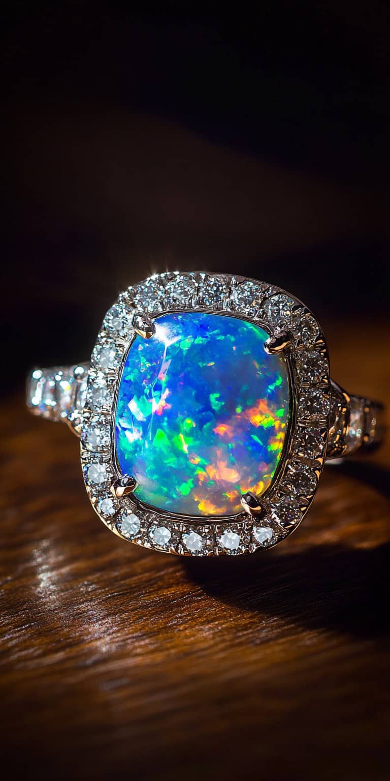 jakecain7 A photorealistic image of a cushion cut opal ring s a981a487 0d7c 4255 8884 5c3bbf68eb08 1