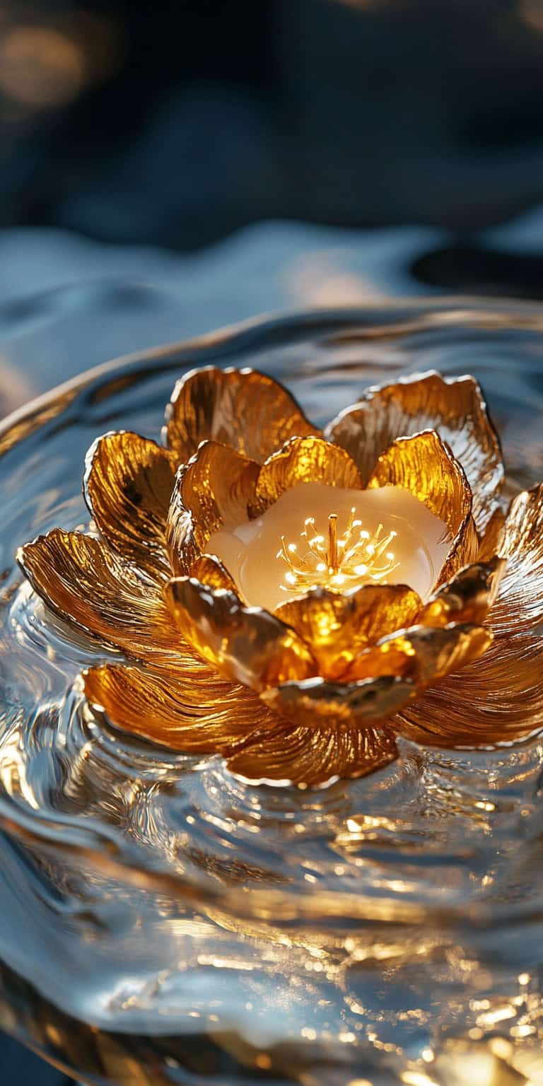jakecain7 A photorealistic image of a gold foil peony flower 02cc23bc 62f3 4c75 b4f1 dc808206e946 2 Copy