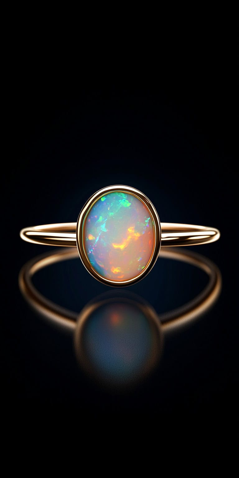 jakecain7 A photorealistic image of a minimalist gold opal ri 05811321 83cb 4816 80b7 27a84192ed65 2