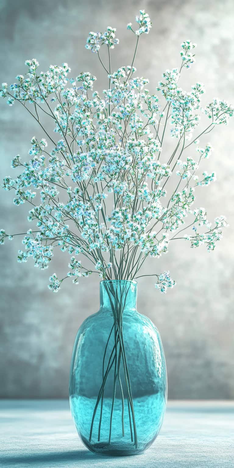 jakecain7 A photorealistic image of a turquoise babys breath fc507672 3888 44d4 abdd 59a9c6cf71d5 0