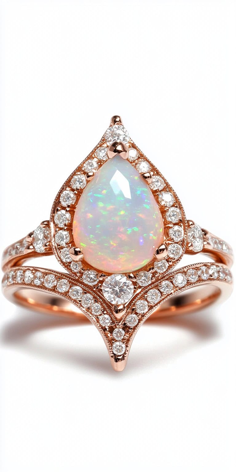 jakecain7 A photorealistic image of an art deco teardrop opal 49c4ada8 8a17 4537 b40d 2d5c8d290e88 2