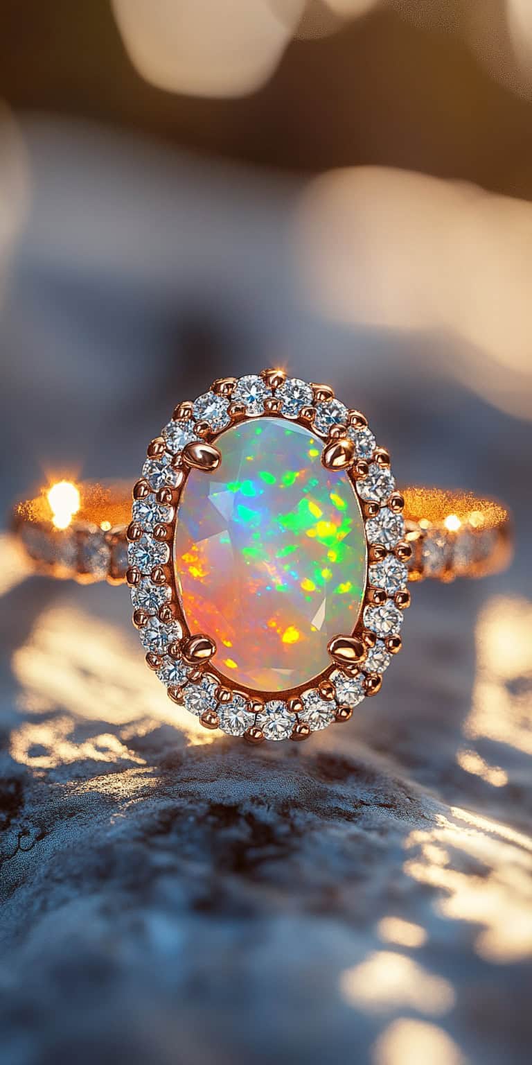 jakecain7 A photorealistic image of an opal ring set with a d fed9f82c 4f49 42c4 bb76 39e26974e858 1