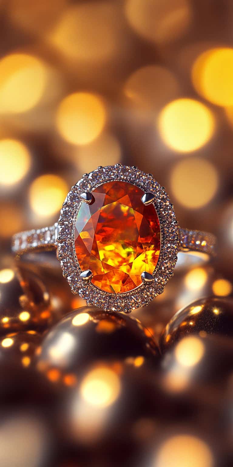 jakecain7 A photorealistic image of an oval fire opal ring fe d4c13702 c346 4d9c bc57 a6056f16c70c 2