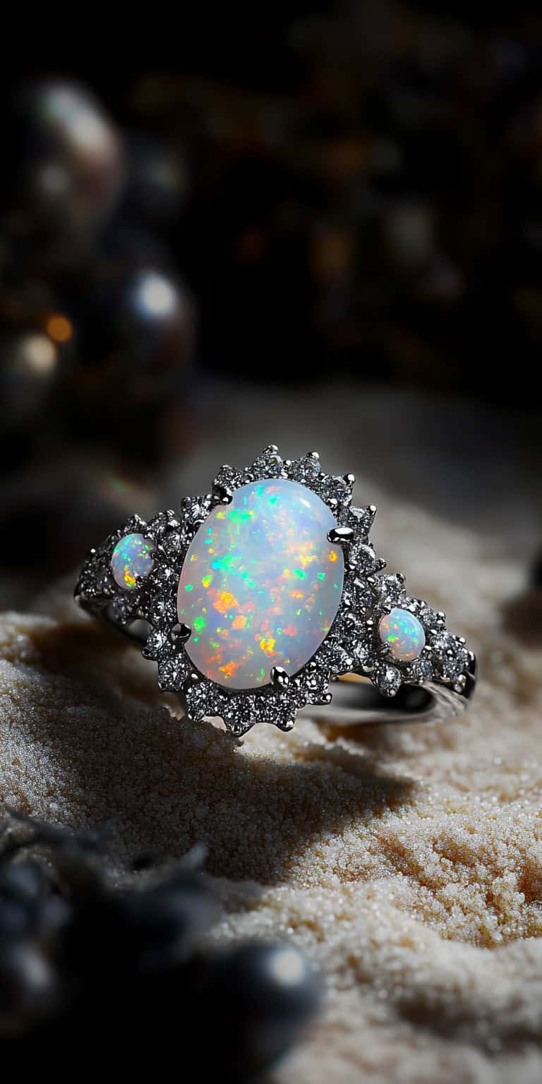 jakecain7 A photorealistic image of an oval white fire opal s 38950490 b225 4efa bad2 64a8e421bc63 1