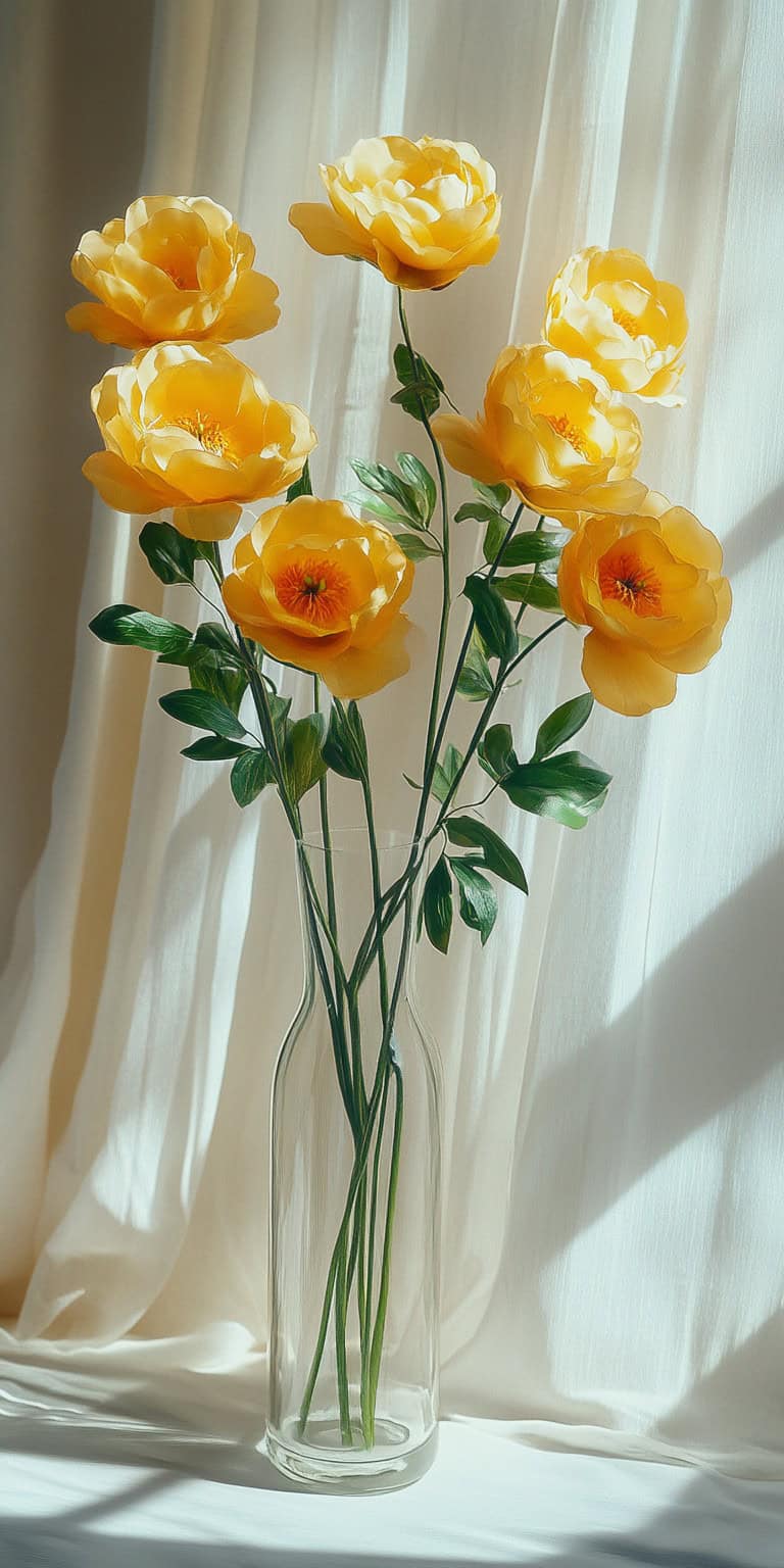 jakecain7 A photorealistic image of vibrant yellow silk peoni a173e6ee f3e3 47c1 815d 21291518fcb1 3 Copy Copy