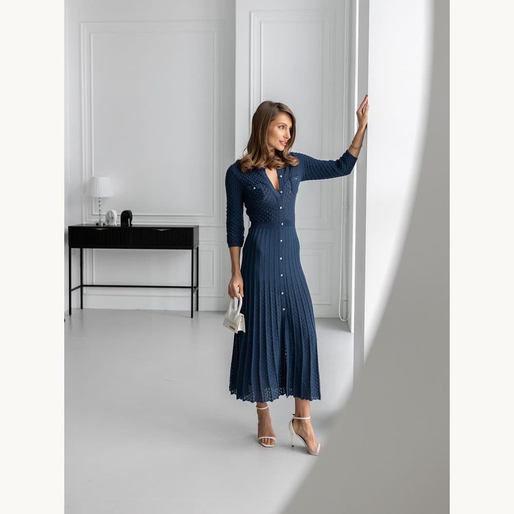 Peacock Blue Knit Midi