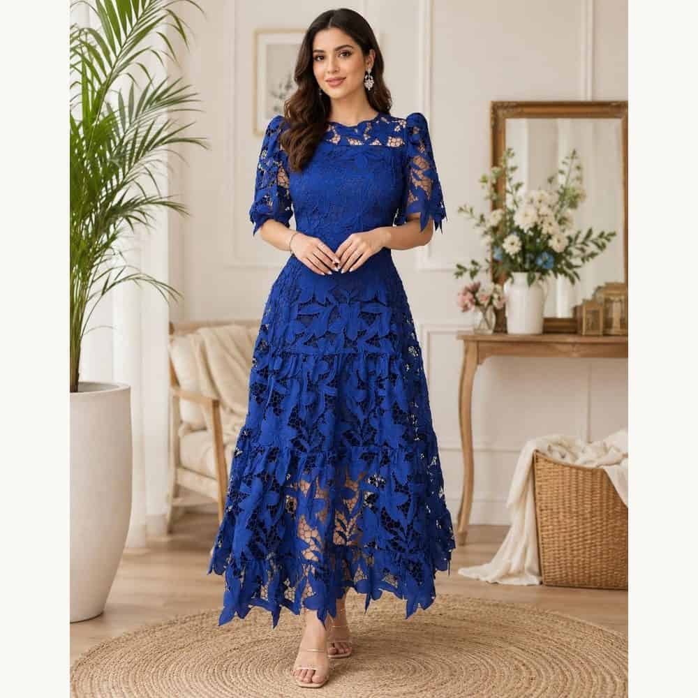 Royal Blue Lace Midi