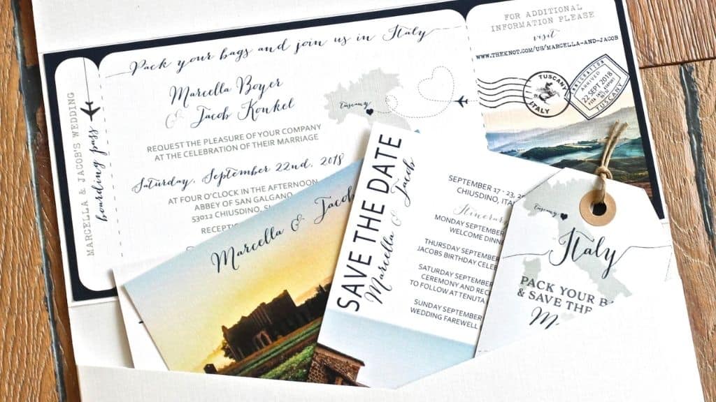 Italy Boarding Pass Wedding Invitation