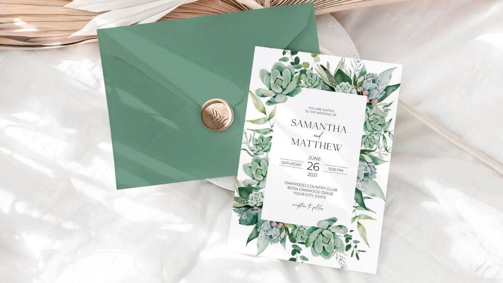Boho Chic Succulent Wedding Invitation