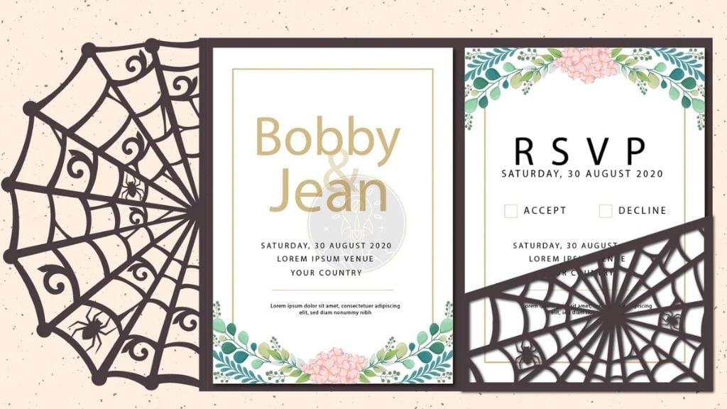 Gothic Spiderweb Halloween Wedding Invitation